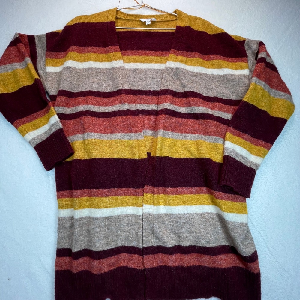 Time and Tru Striped Cardigan Women XL Open Front Goblincore Boho Earthy Cozy